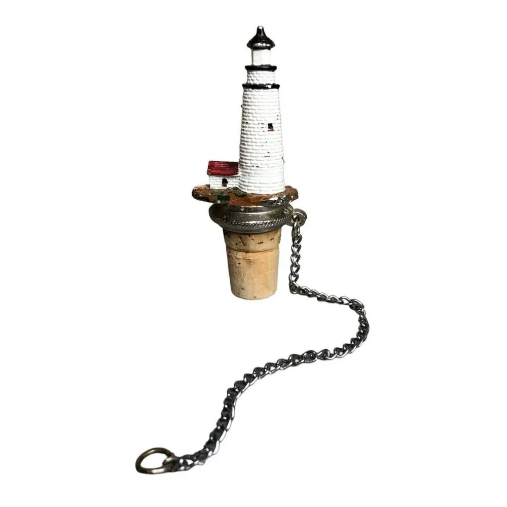 WTU Lighthouse Bottle Stopper Wine Liquor with Chain 3.75